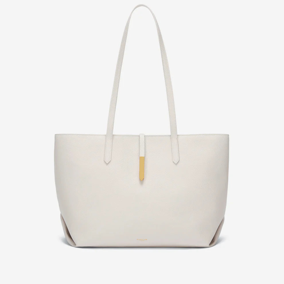 The Tokyo Tote in Off White Small Grain Leather