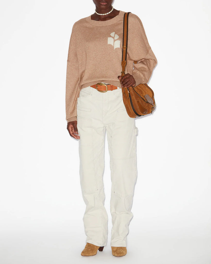 Marisans Logo Sweater in Mixed Cotton in Camel