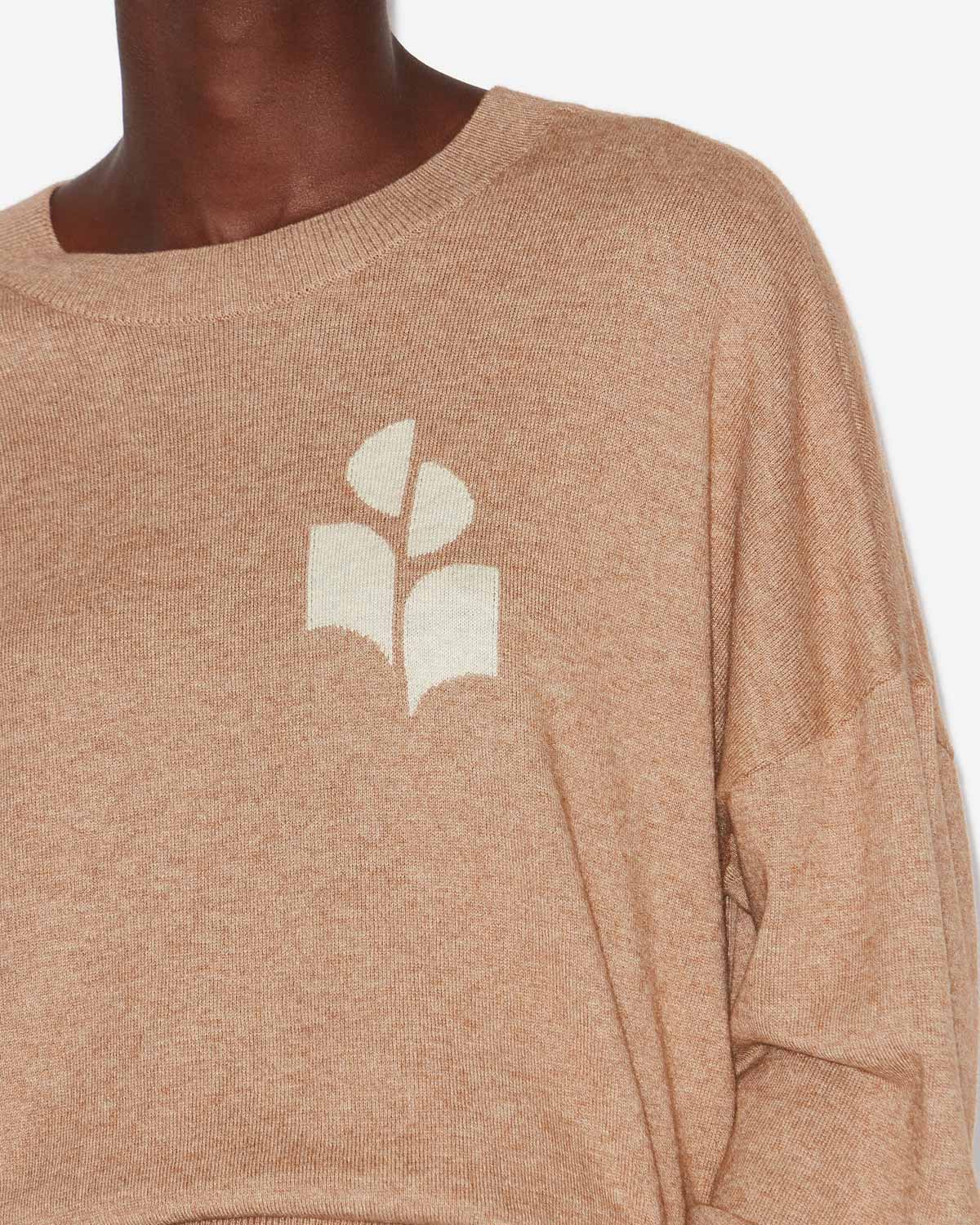 Marisans Logo Sweater in Mixed Cotton in Camel