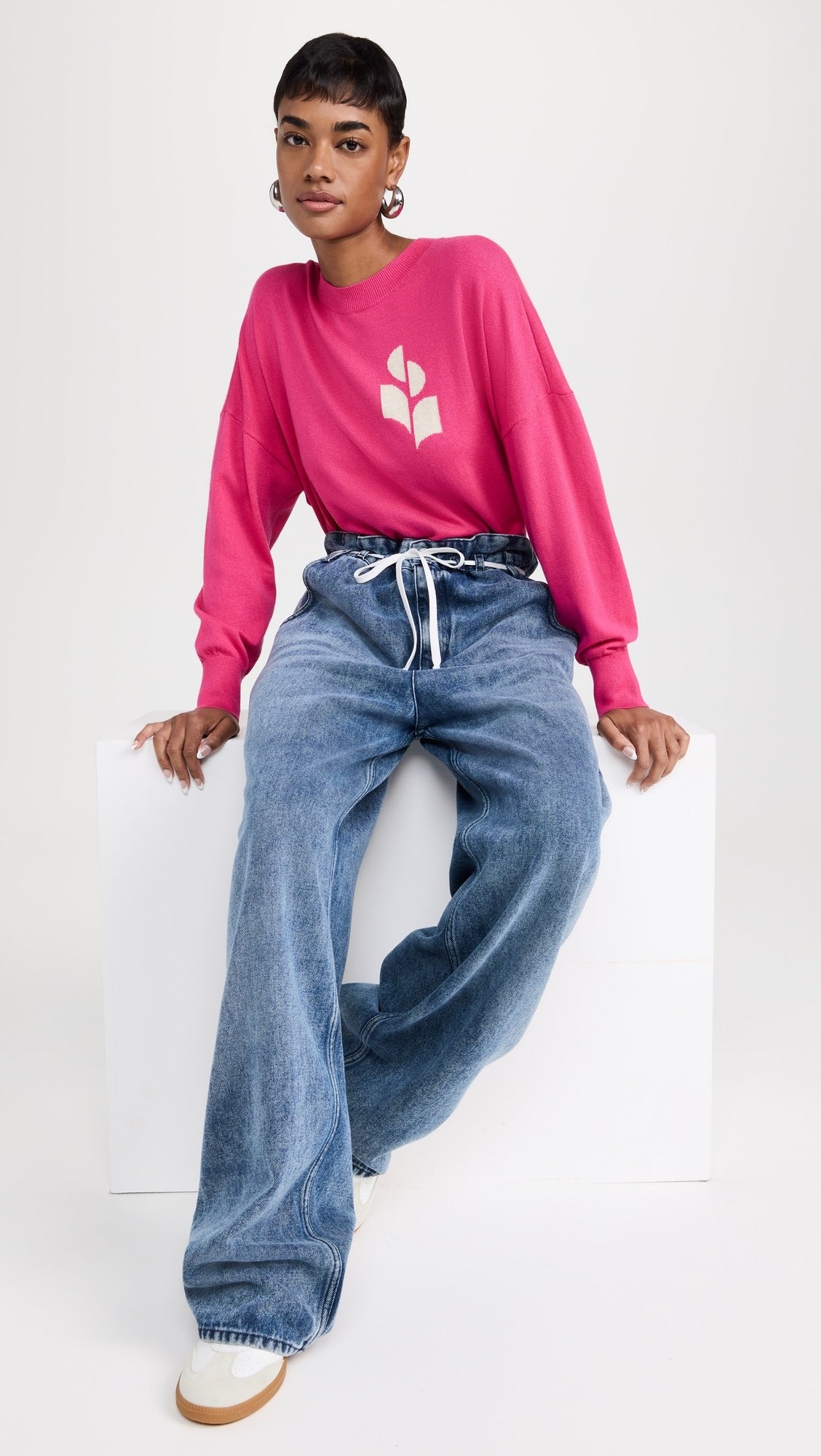 Marisans Logo Sweater in Mixed Cotton in Orchid