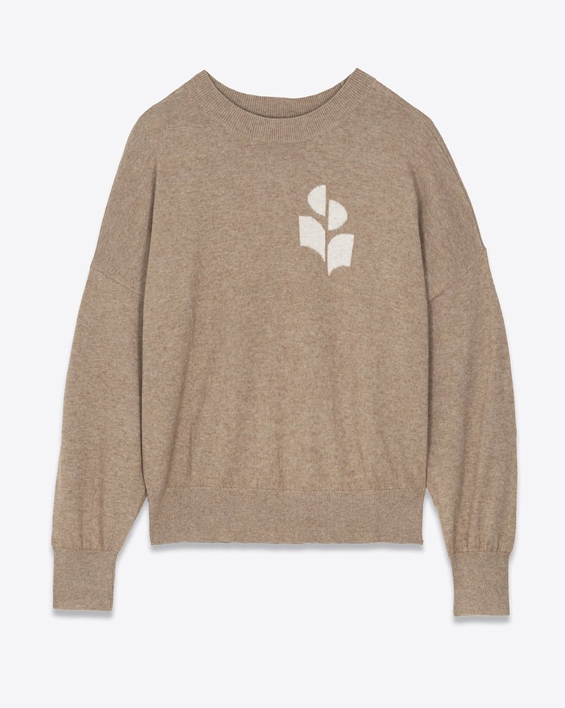 Marisans Logo Sweater in Mixed Cotton in Camel