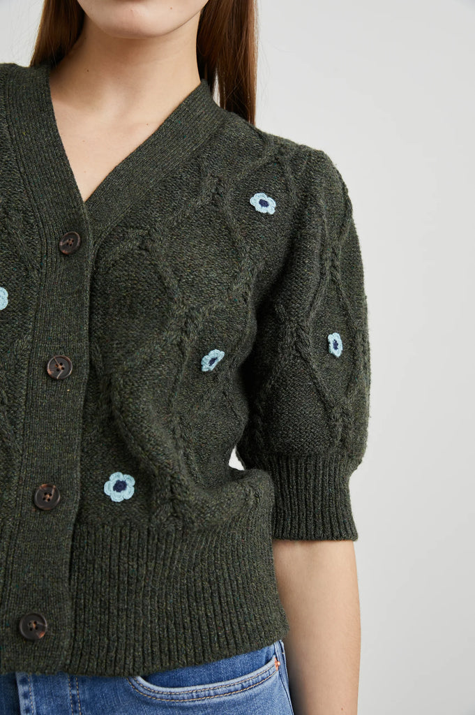 Isla Cardigan in Forest Daisies