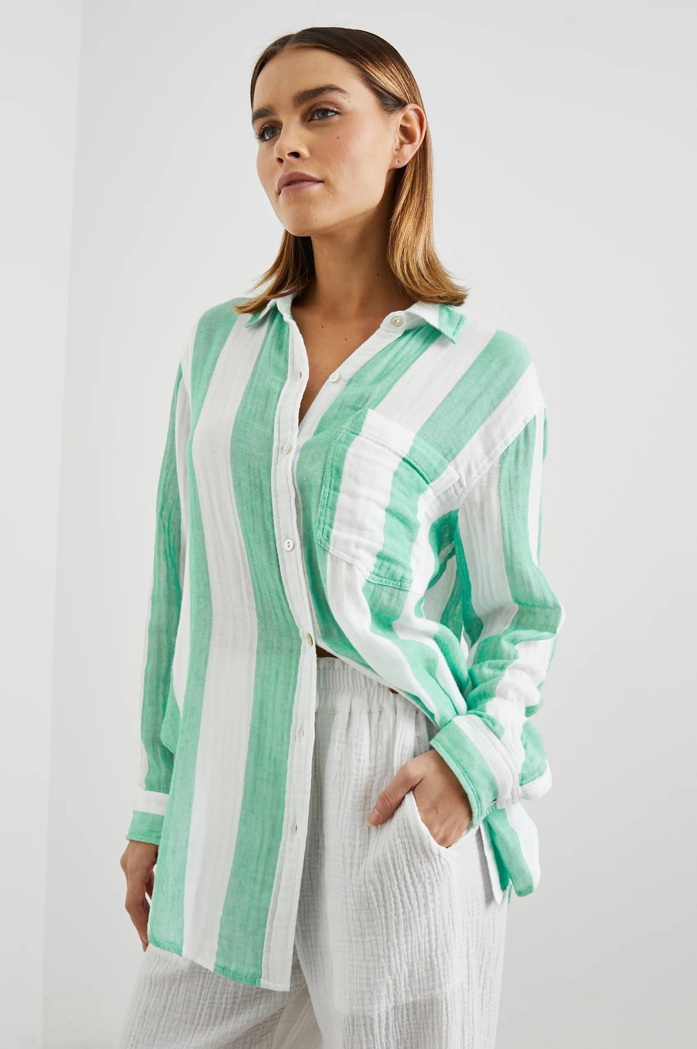 Jaylin Shirt in Jade Stripe