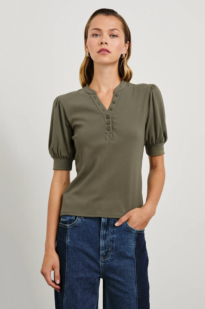 Jewel Top in Washed Olive