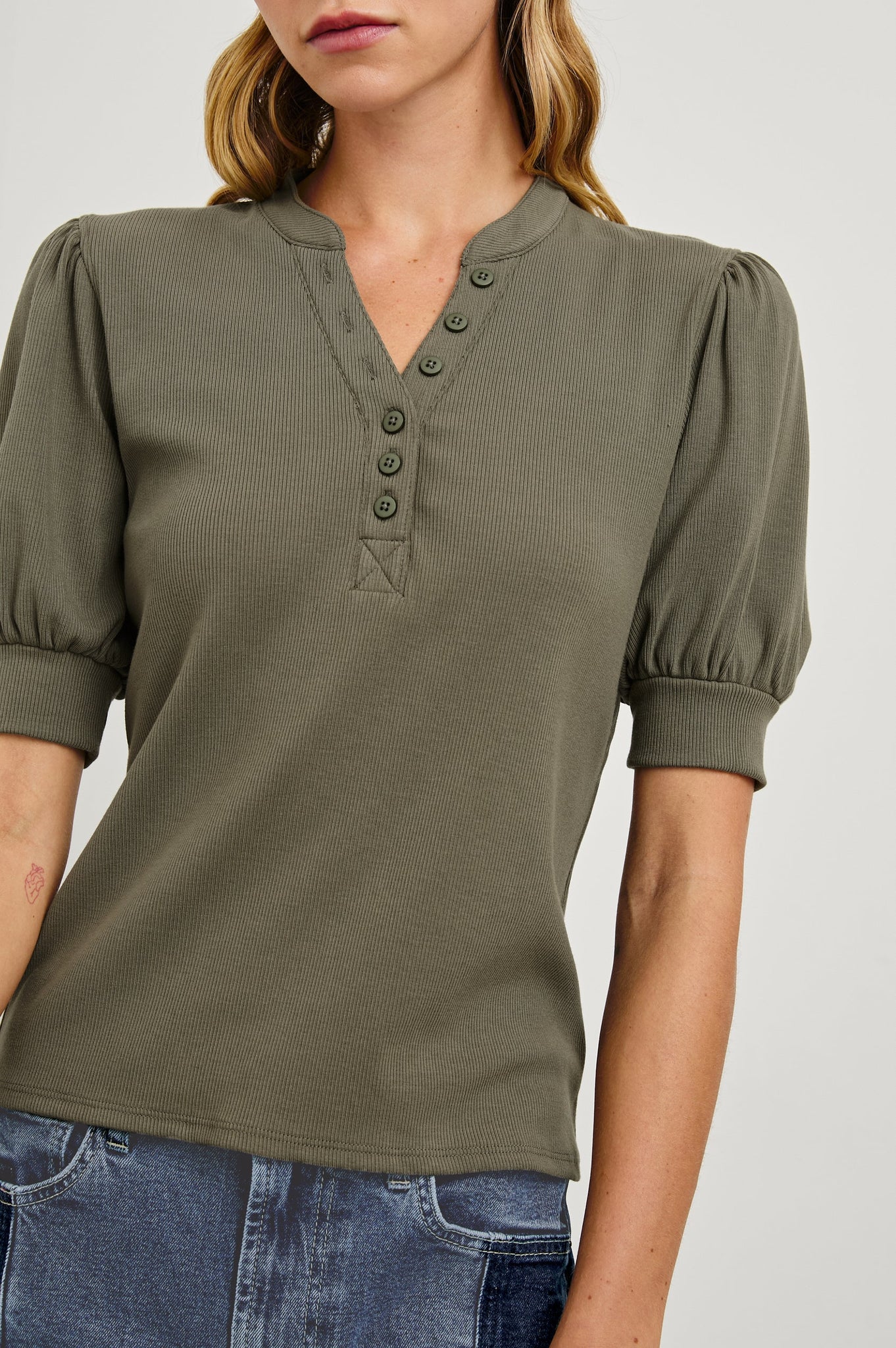 Jewel Top in Washed Olive