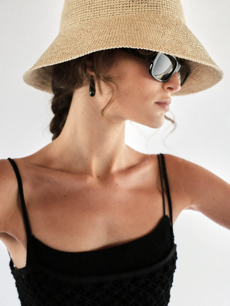 Felix Bucket Packable Raffia Straw Hat in Natural