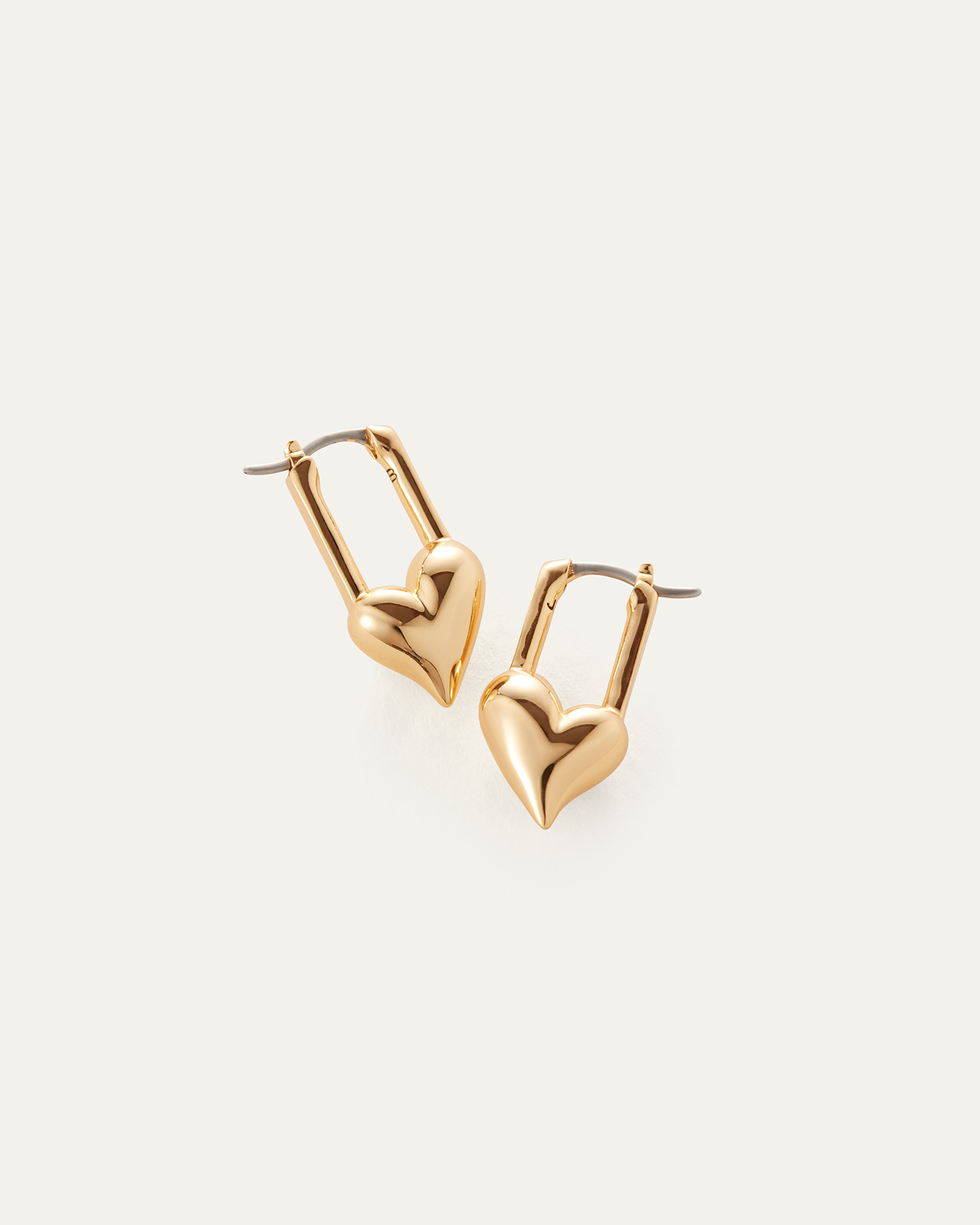 Padlock Heart Huggie Earrings in Gold