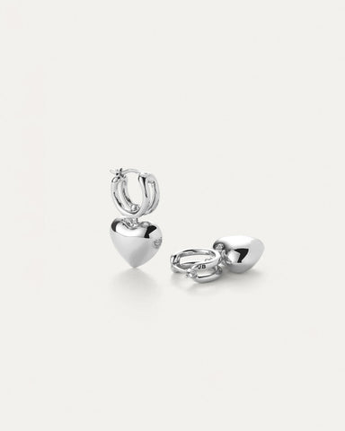 Puffy Heart Huggies in Silver