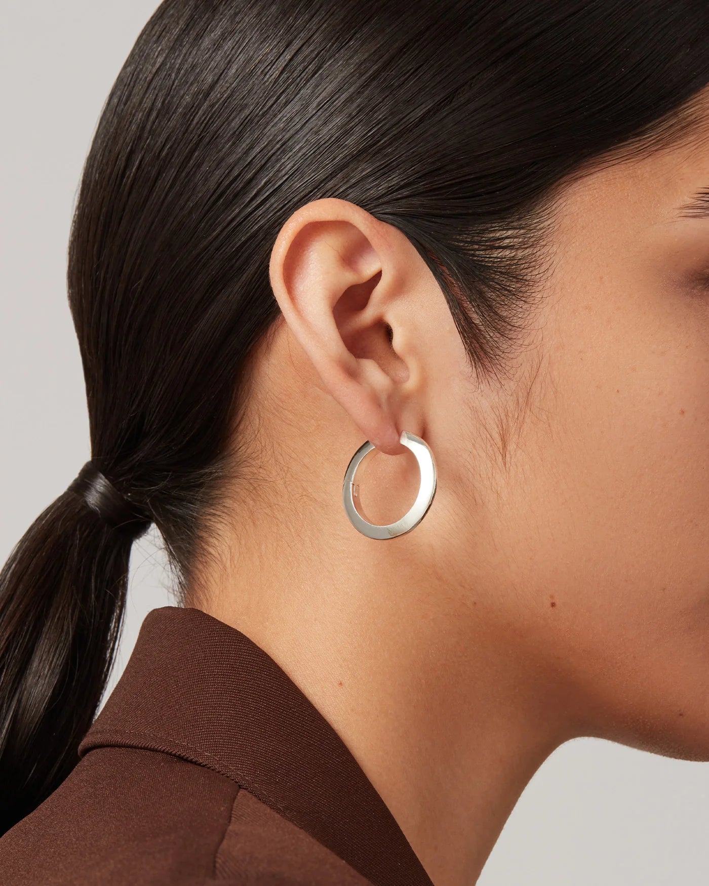 Toni Hinged Hoop Earrings in Silver