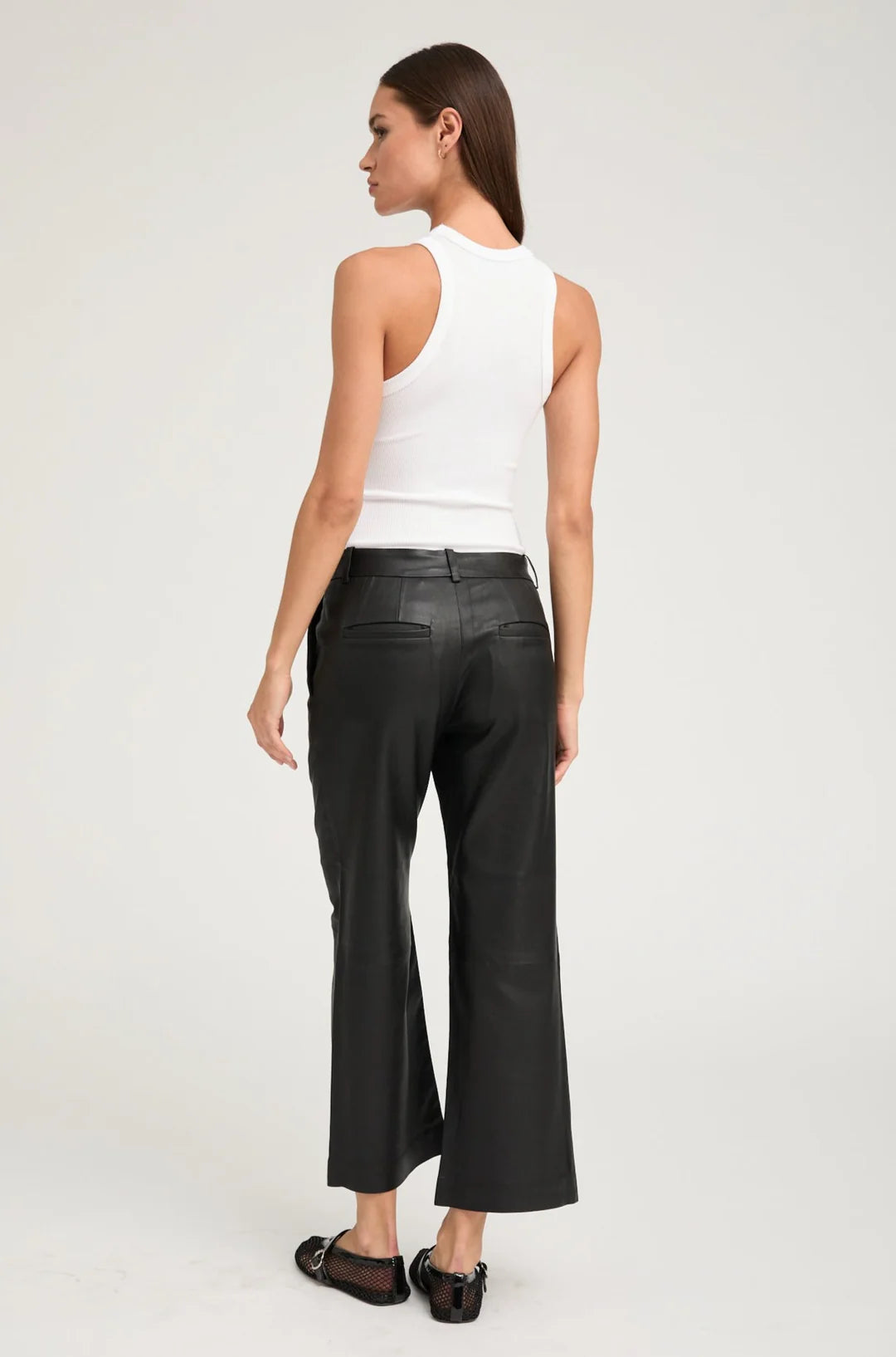 Black Leather Cropped Trousers