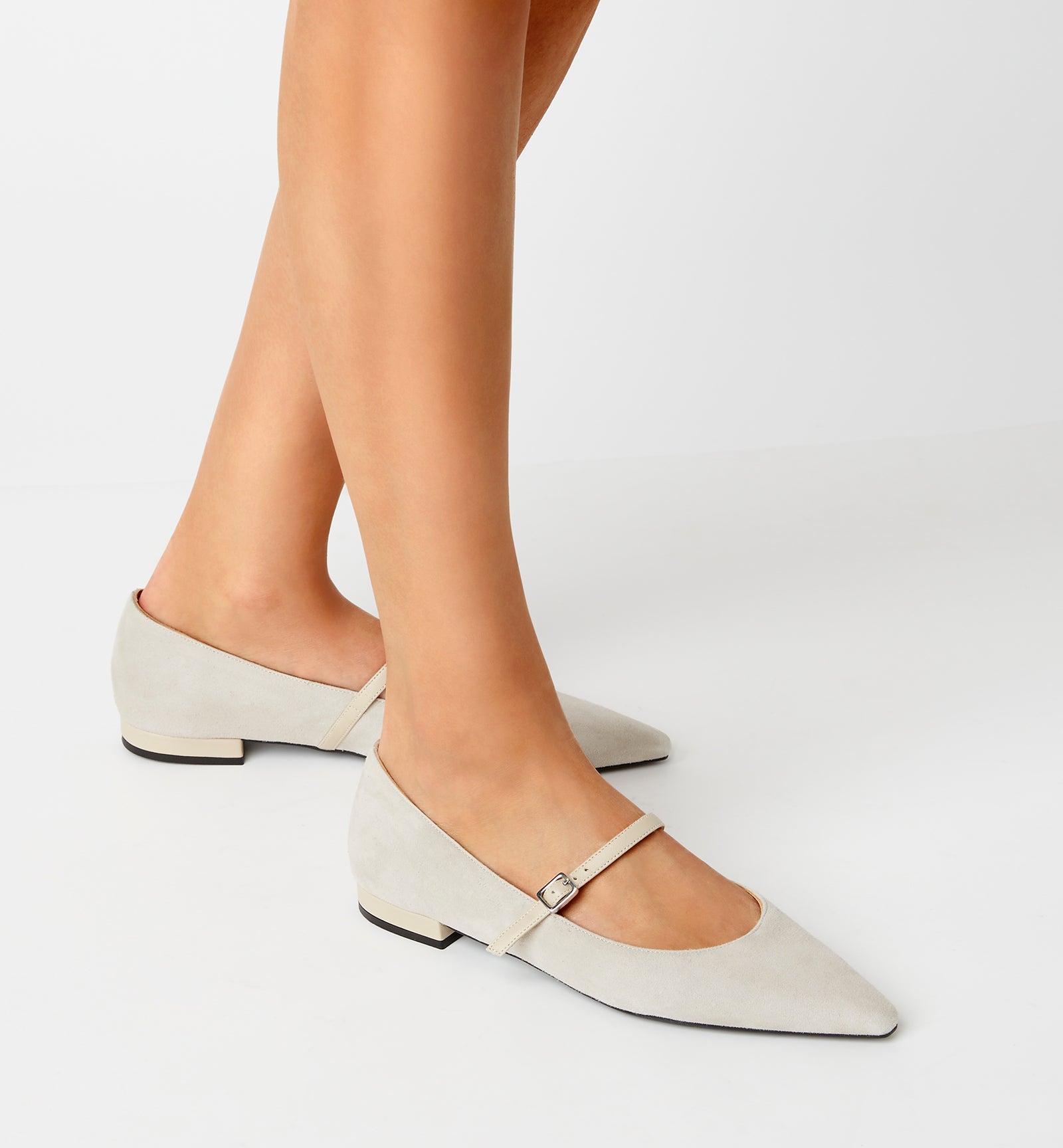 Fritz Mary Jane Flat in Cloud Suede