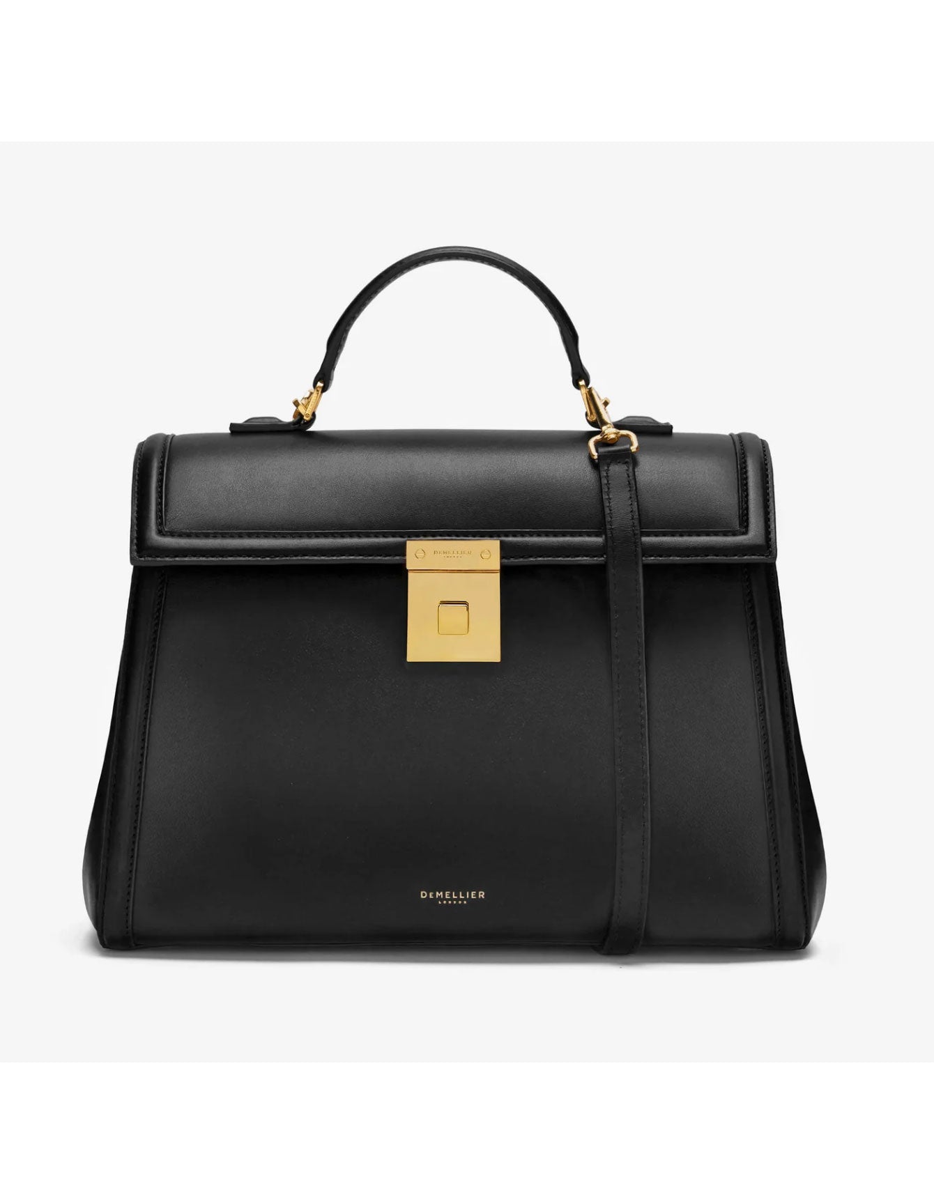 The Midi Paris in Black Smooth Leather