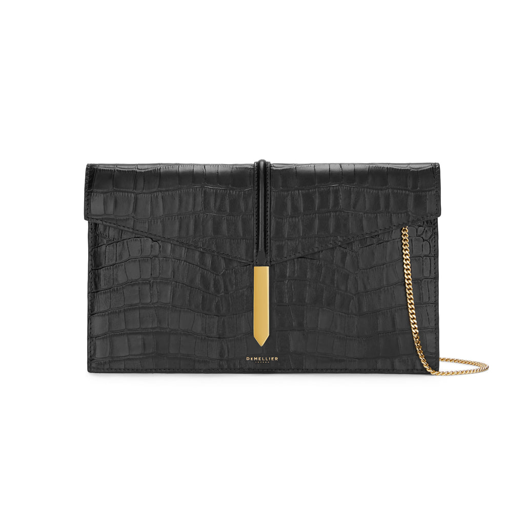 The Tokyo Clutch in Black Croc-Effect