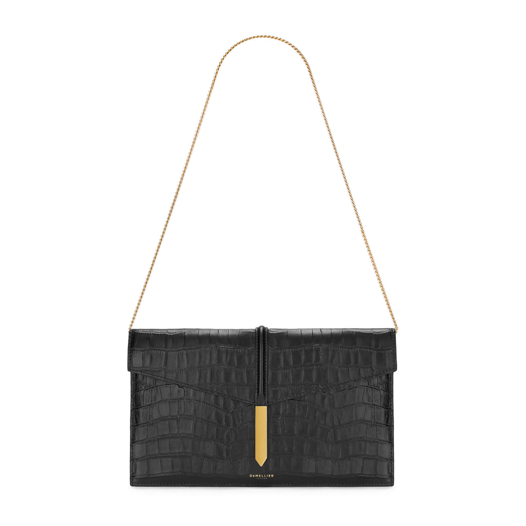 The Tokyo Clutch in Black Croc-Effect