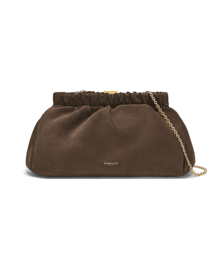 The Miami Clutch in Mocha Suede & Mocha Smooth Leather