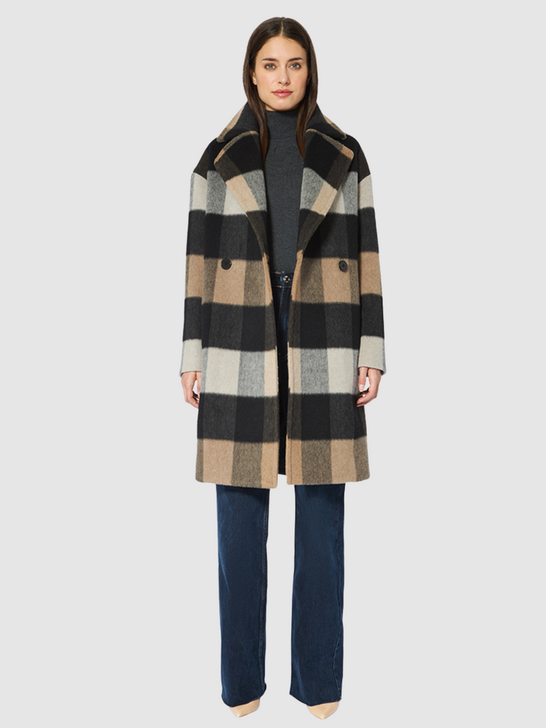 Olivia Coat in Charcoal Camel Chalk