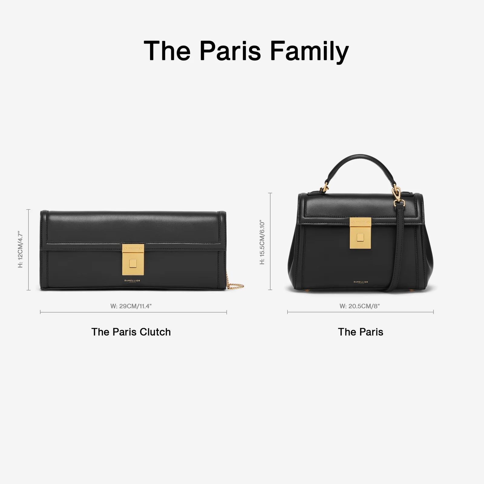 The Paris Clutch in Black Smooth Leather