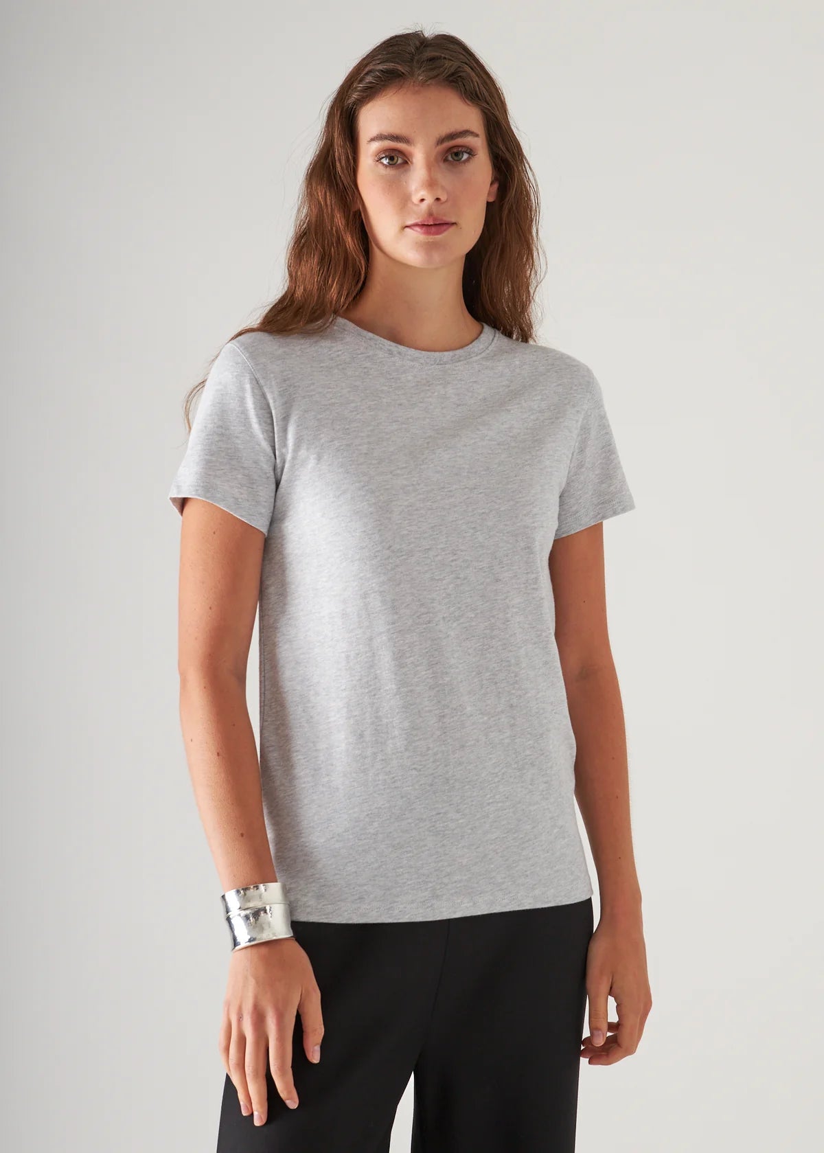 Pima Cotton Stretch Slim T-Shirt in Ghost