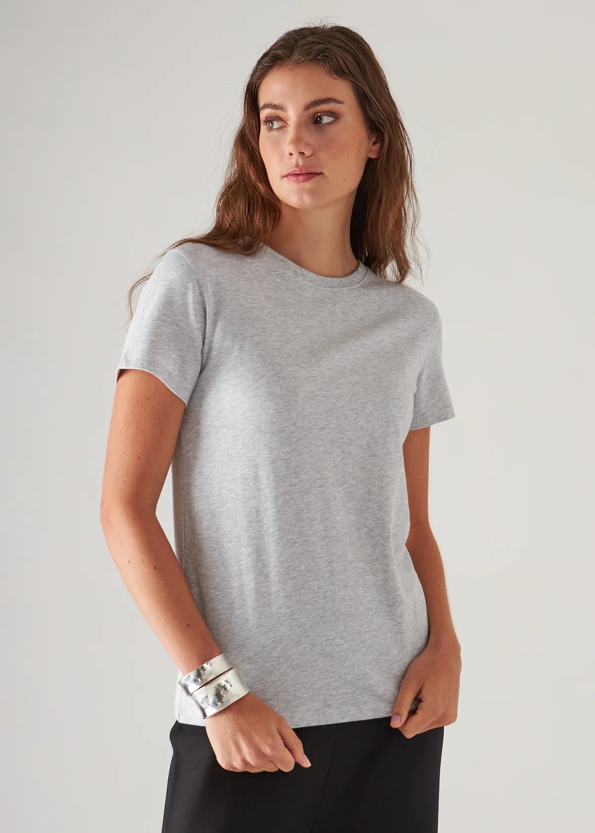 Pima Cotton Stretch Slim T-Shirt in Ghost