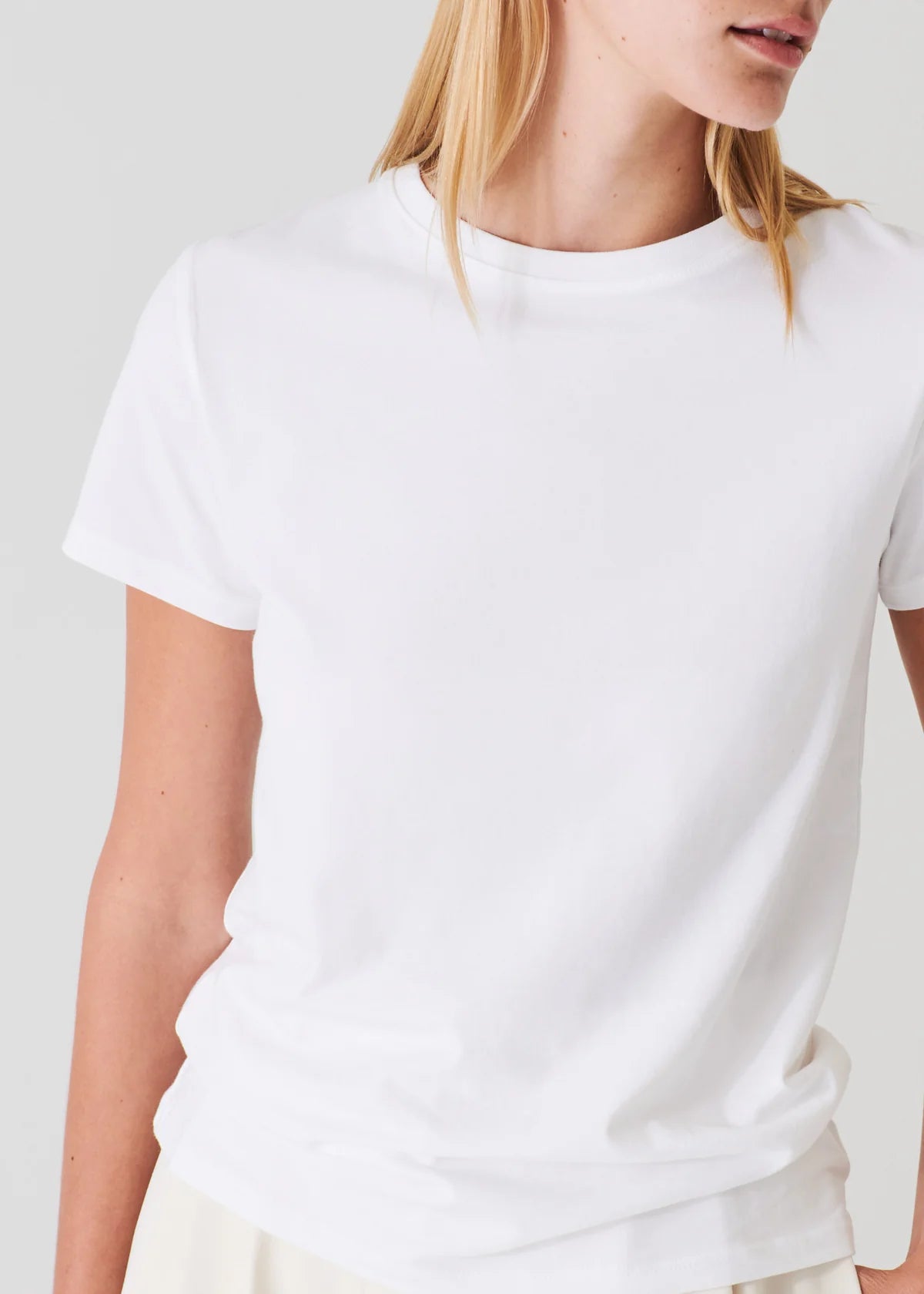 Pima Cotton Stretch Slim T-Shirt in White