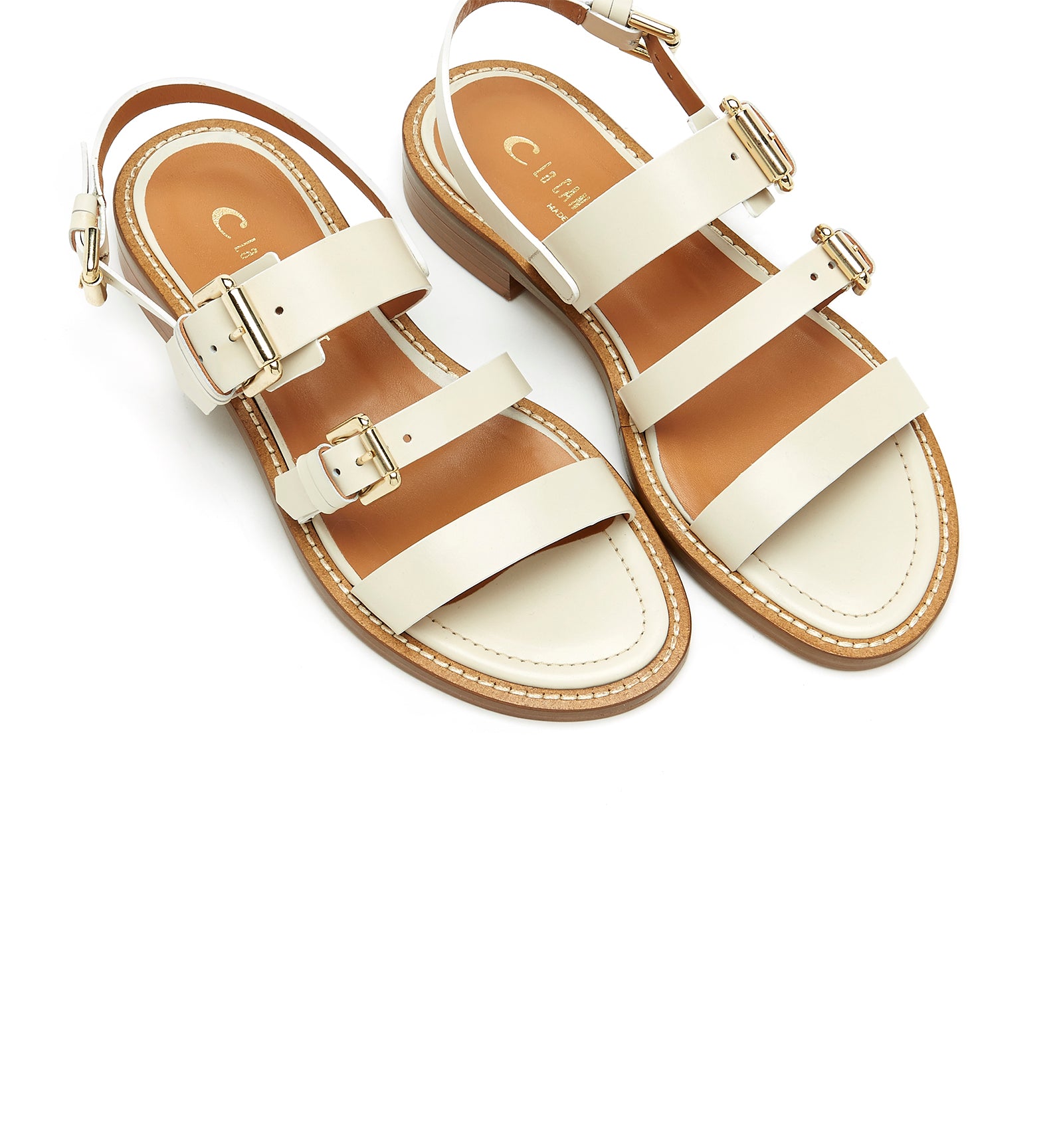 Rey Leather Sandal in Off White