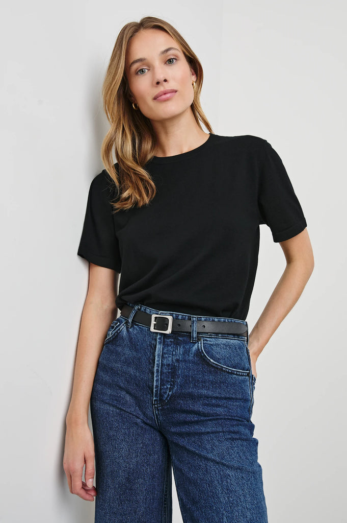 Cotton Cashmere T-Shirt in Black