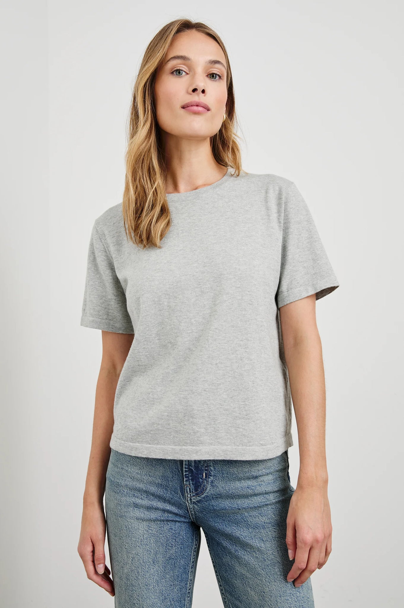 Cotton Cashmere T-Shirt in Heather Grey