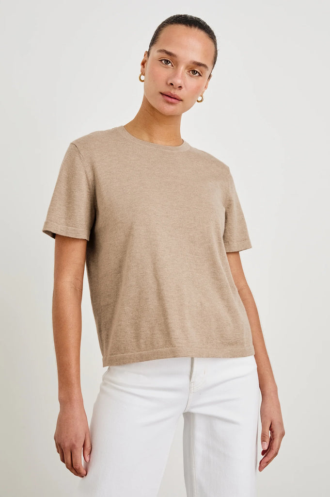 Cotton Cashmere T-Shirt in Heather Oat