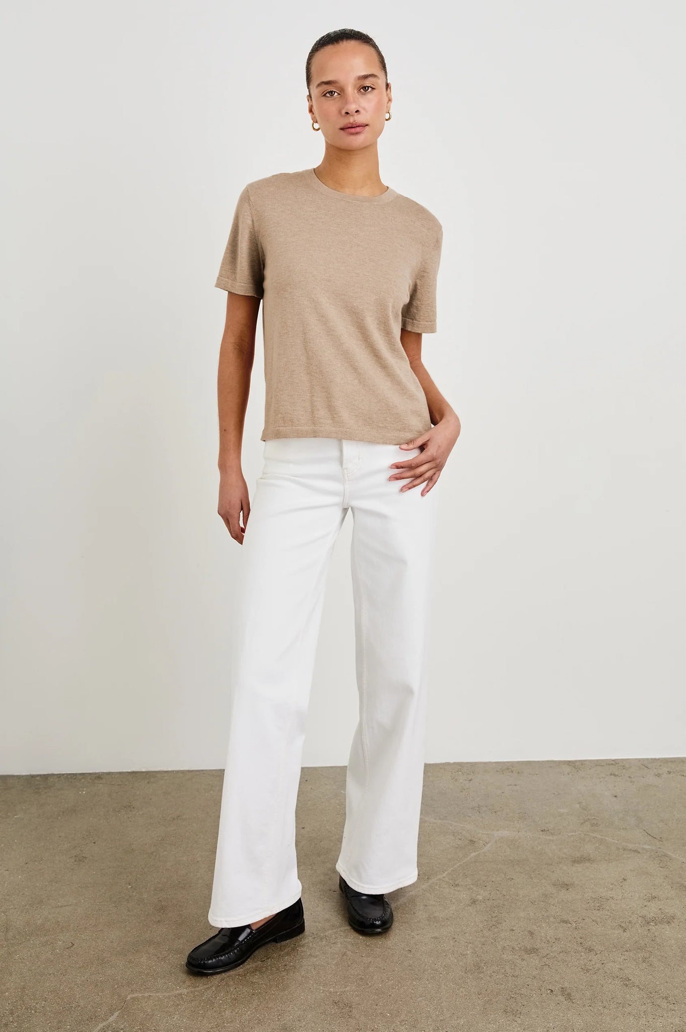 Cotton Cashmere T-Shirt in Heather Oat