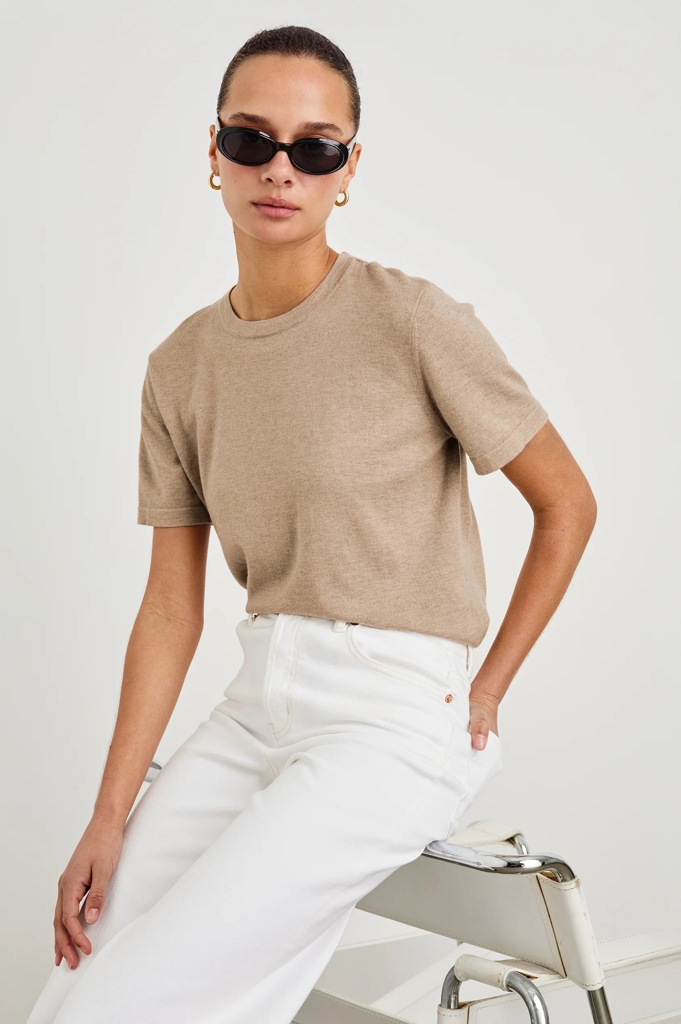 Cotton Cashmere T-Shirt in Heather Oat