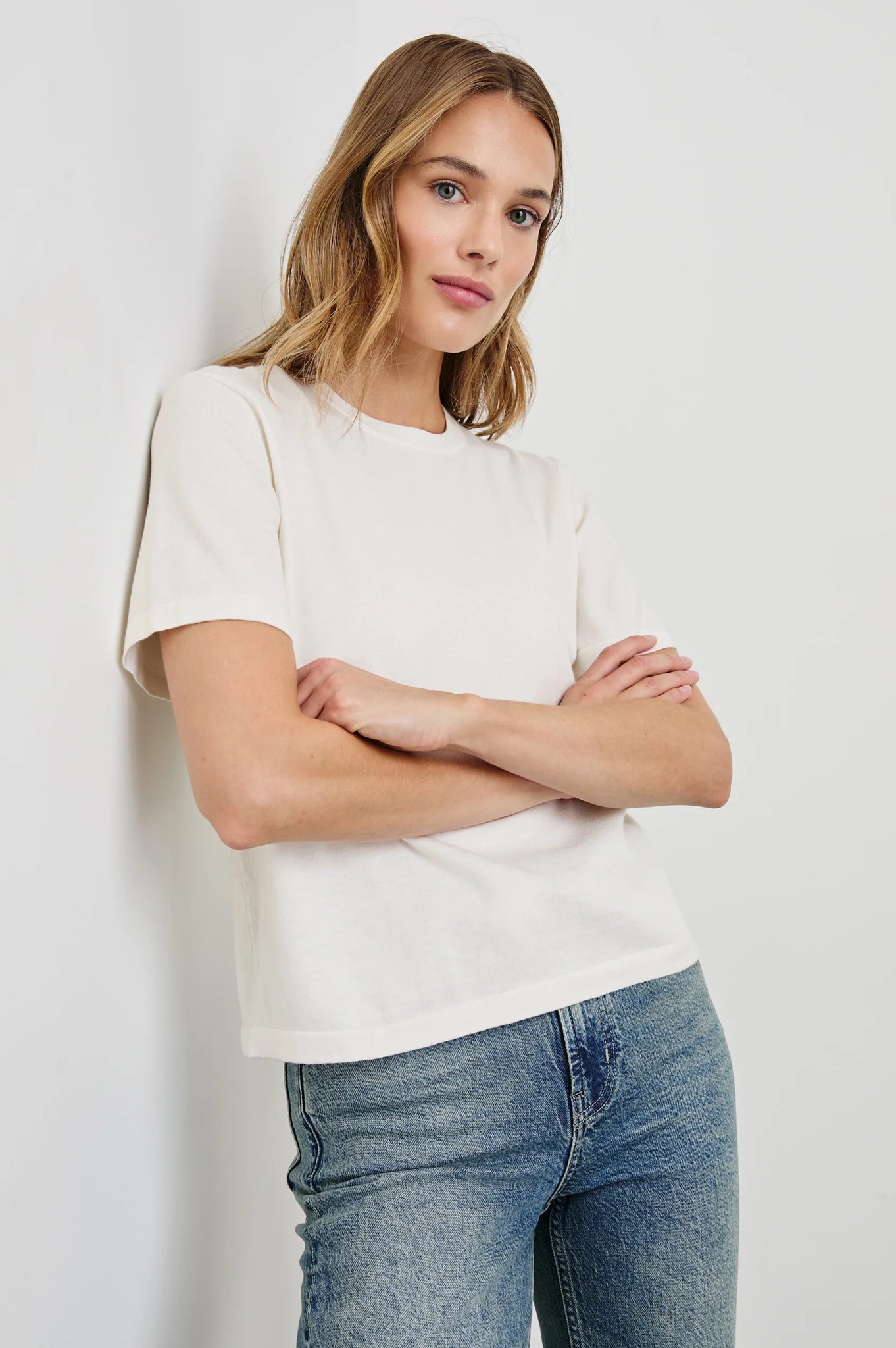 Cotton Cashmere T-Shirt in White