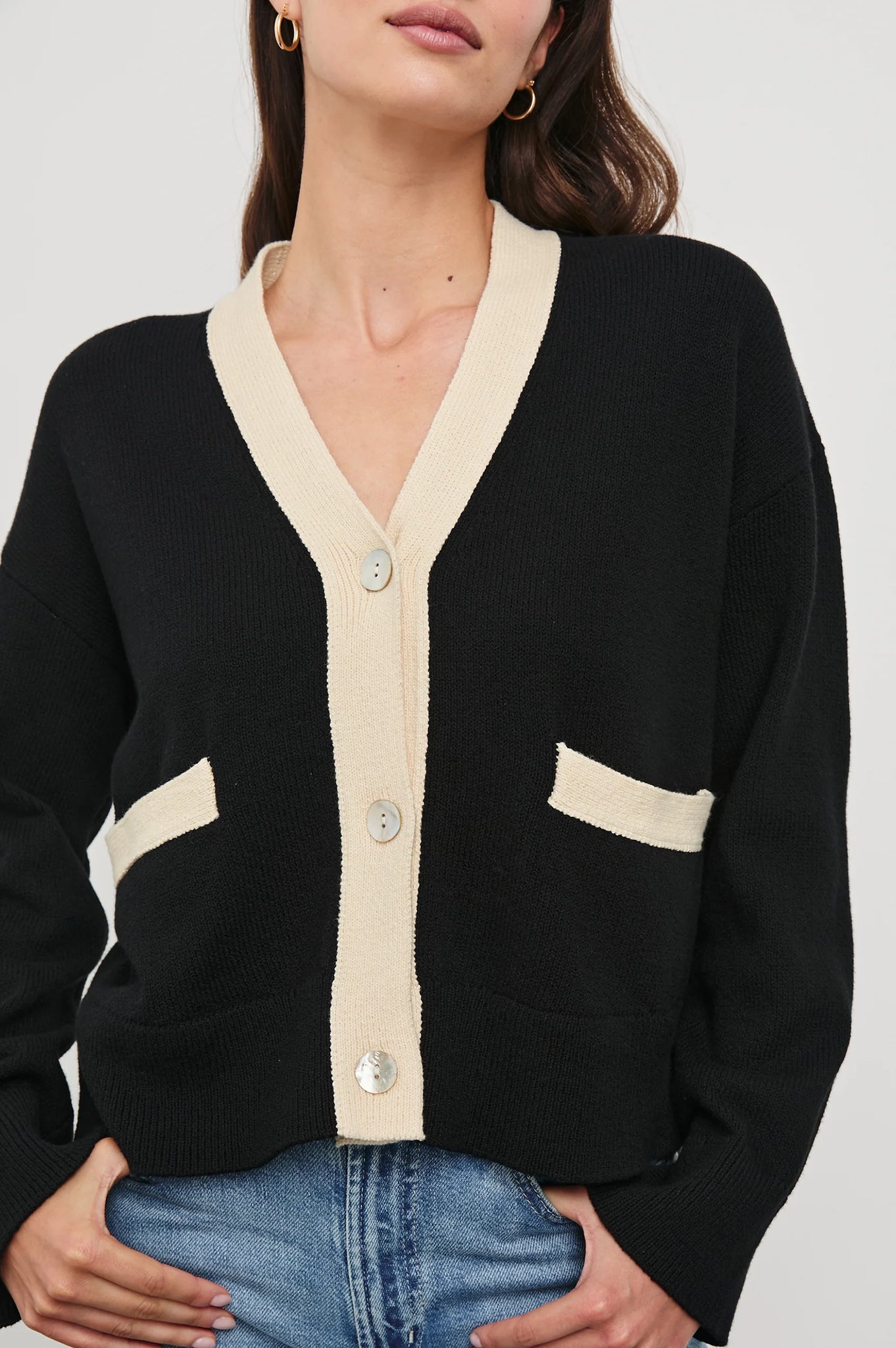 Geneva Cardigan in Black Ivory