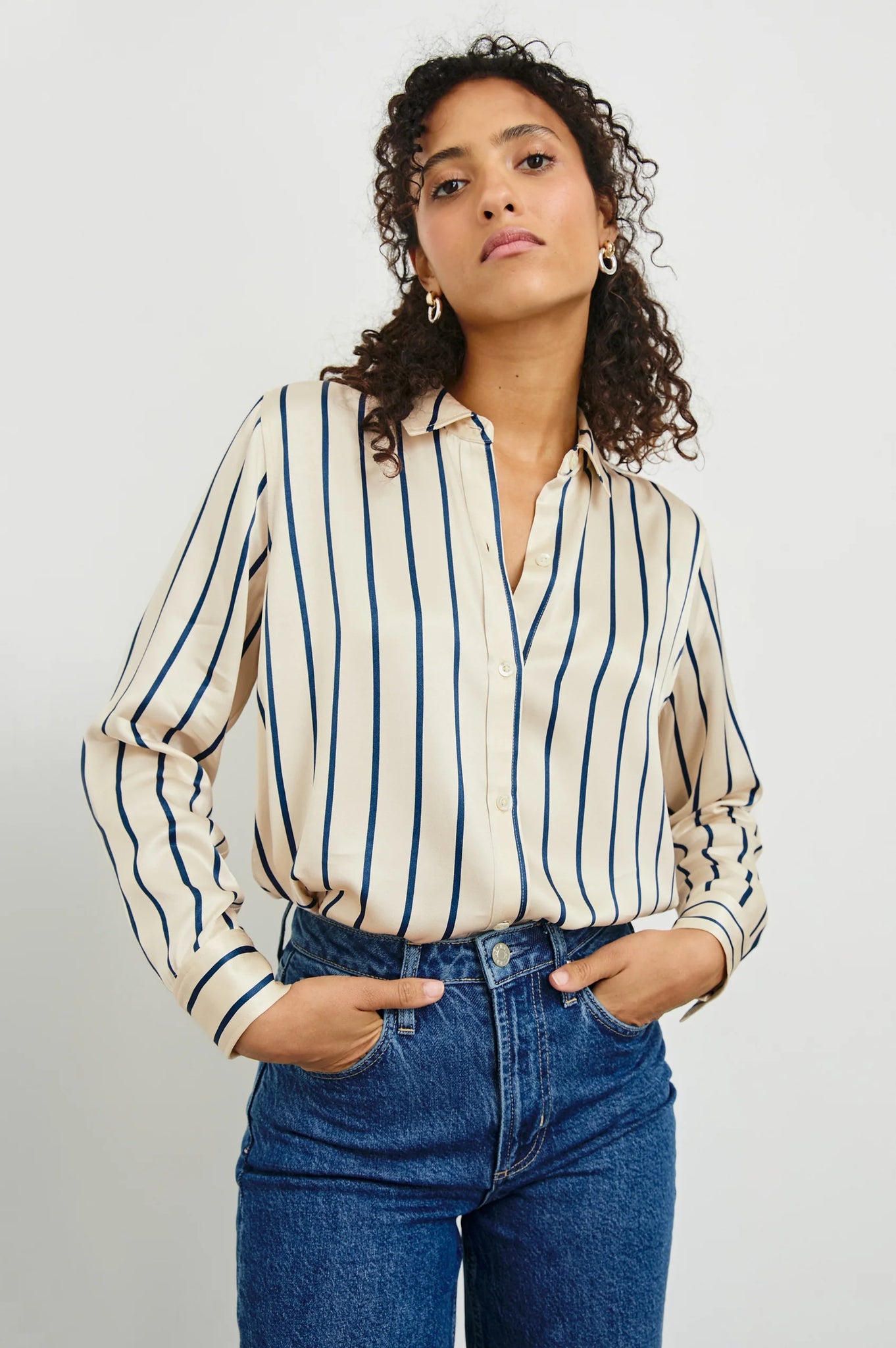 Maria Shirt in Ceramic Navy Stripe