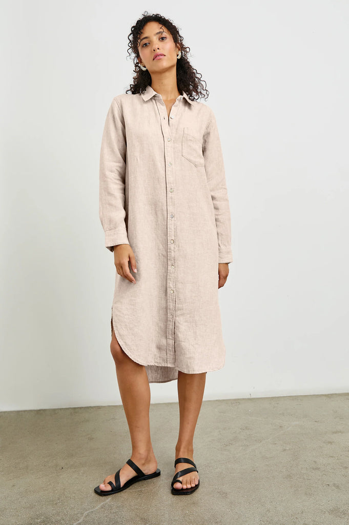 Val Shirt Dress in Heathered Flax