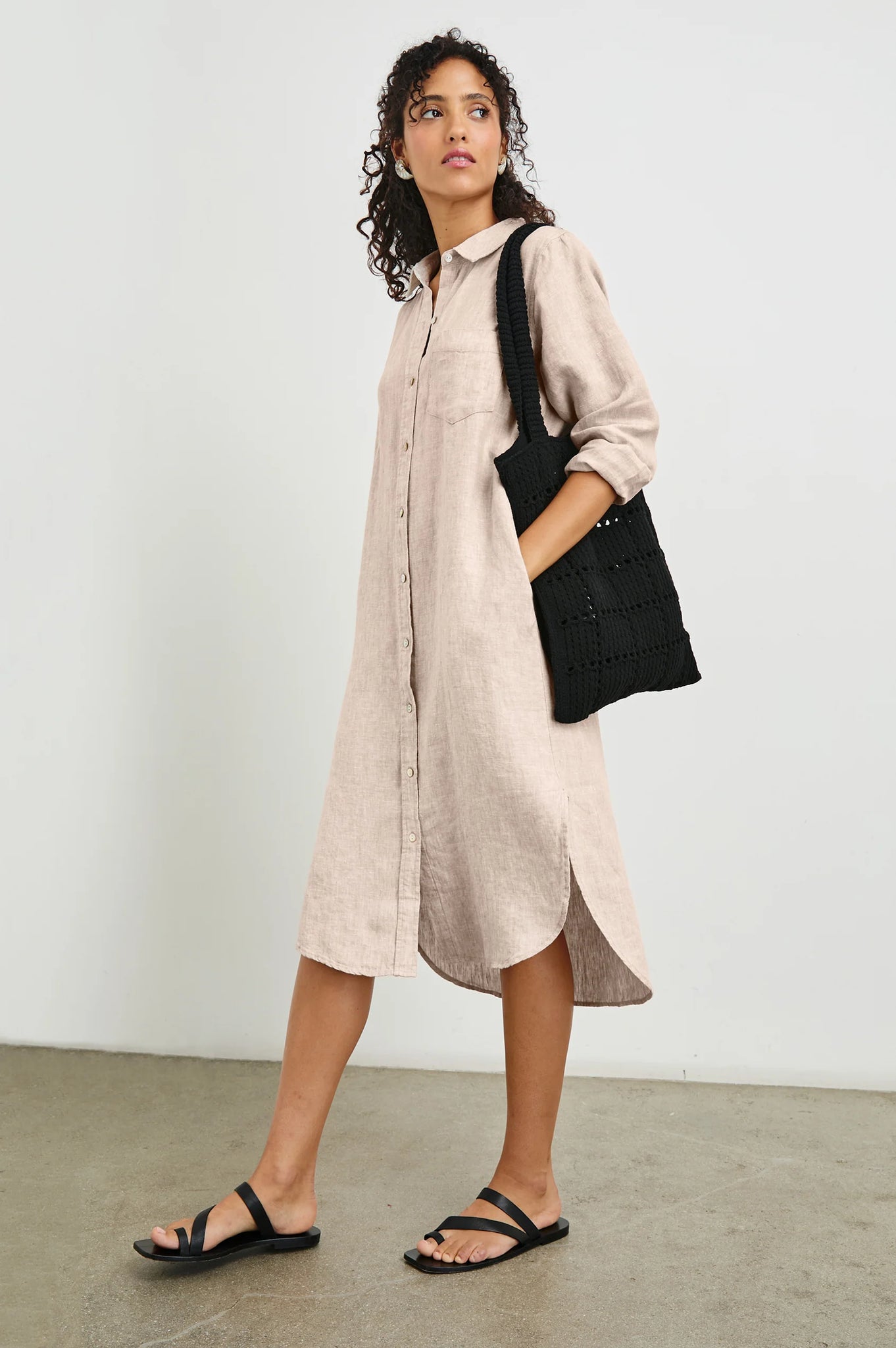 Val Shirt Dress in Heathered Flax