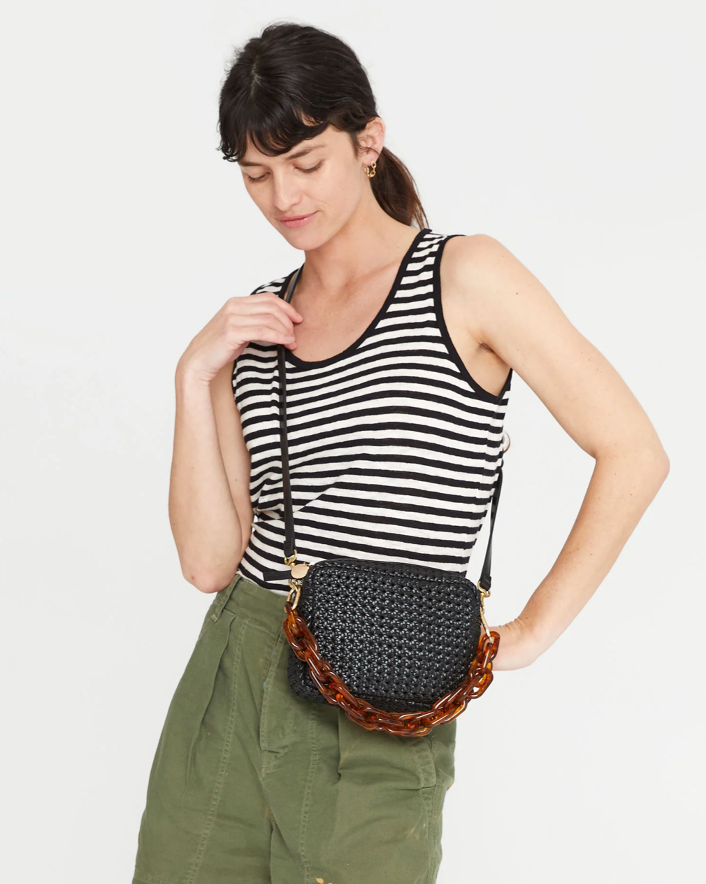 Midi Sac in Black Rattan