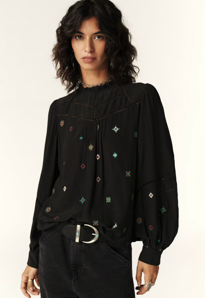 Binti Long Sleeved Blouse. Noir