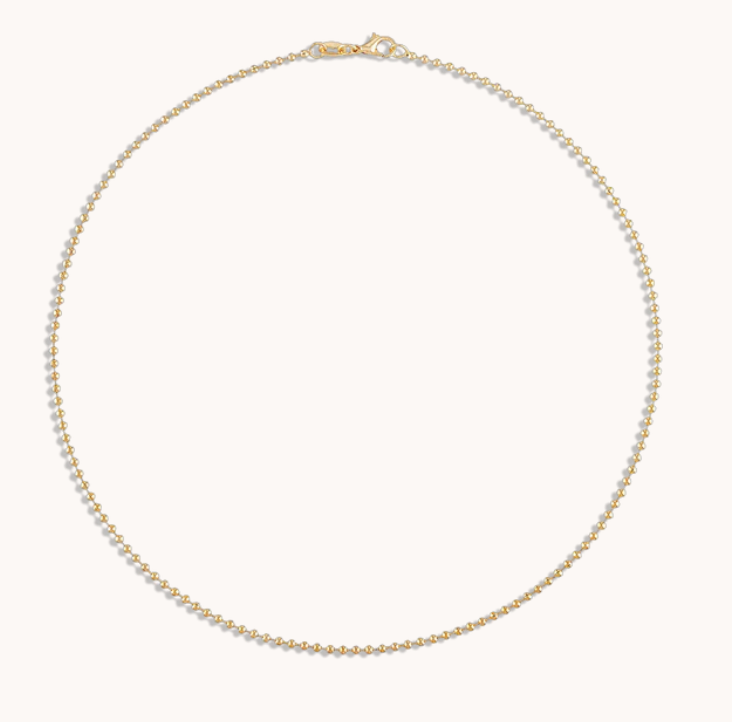 2MM Gold Ball Chain Necklace - 16"