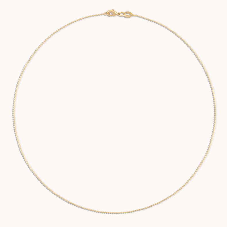 1MM Diamond Cut Gold Ball Chain Necklace - 16"