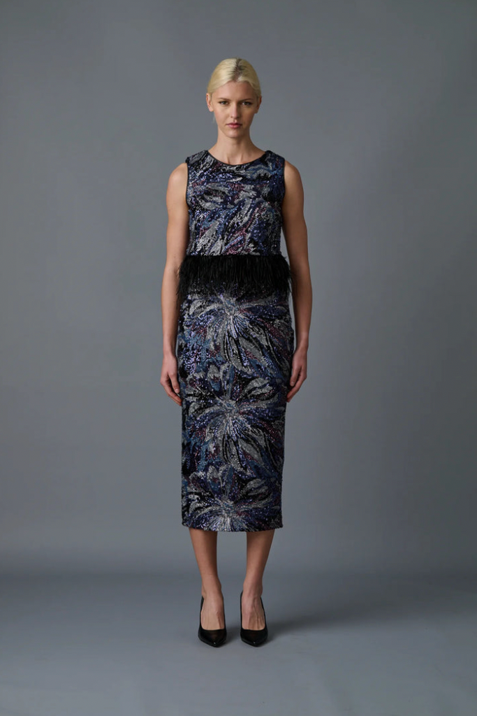 Midnight Abstract Floral Skirt