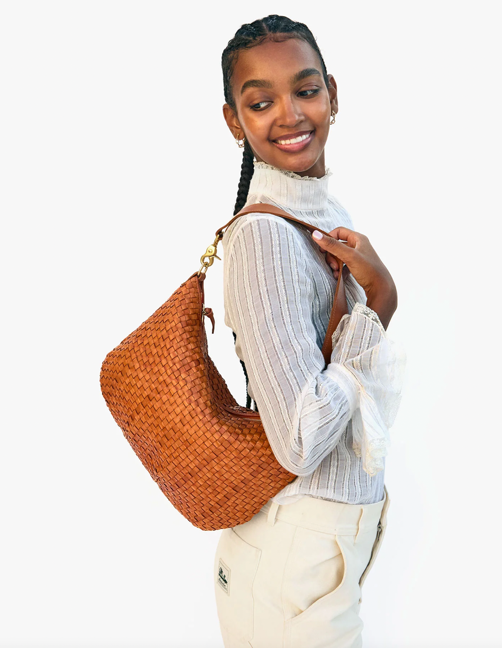 Moyen Messenger in Natural Woven Checker