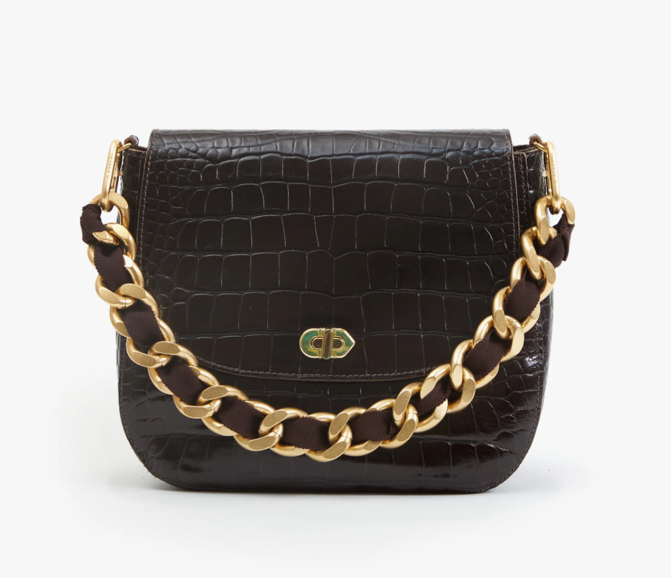 Shortie Strap in Kalamata Grosgrain Curb Chain