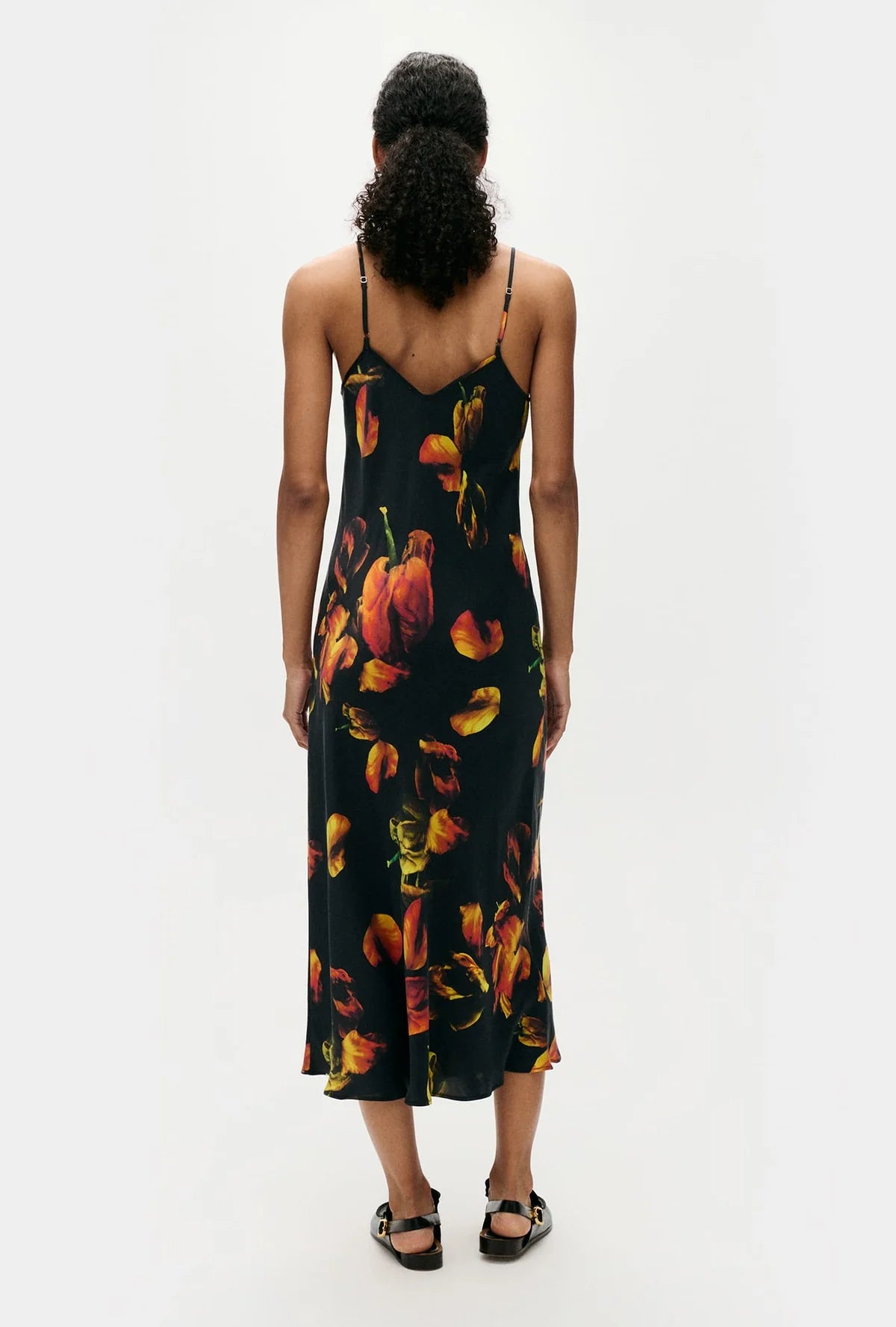 90s Slip Dress in Tulipa Black