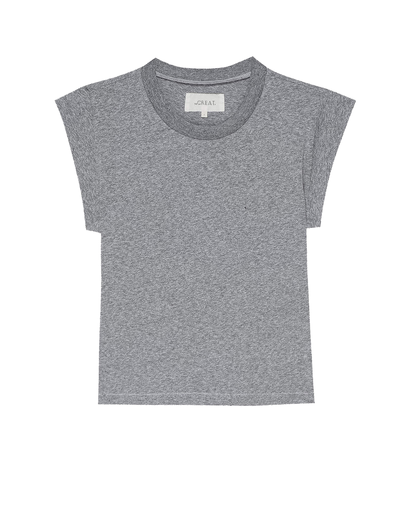 The Peak Shoulder Tee. Heather Grey