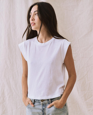 The Peak Shoulder Tee. True White