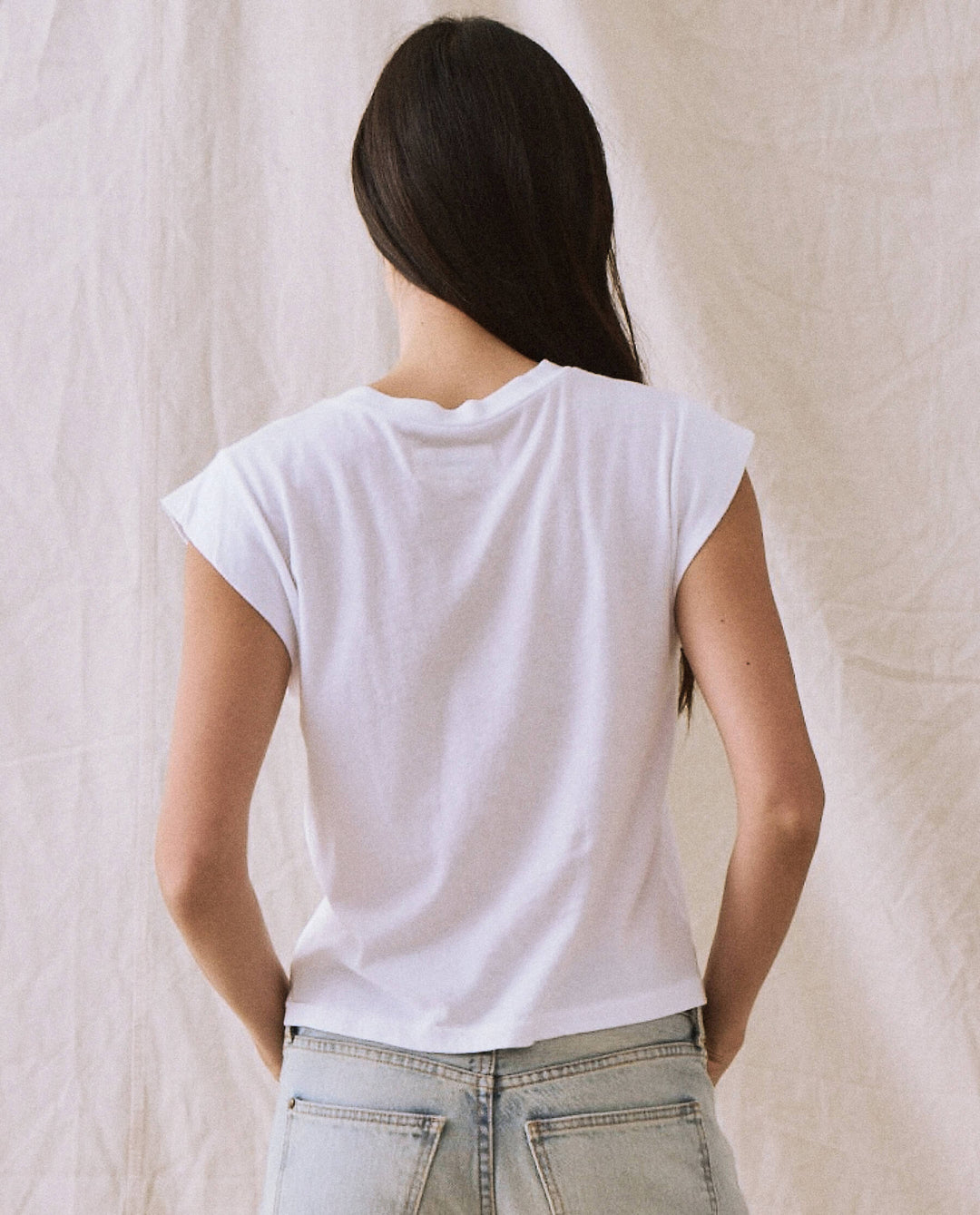 The Peak Shoulder Tee. True White