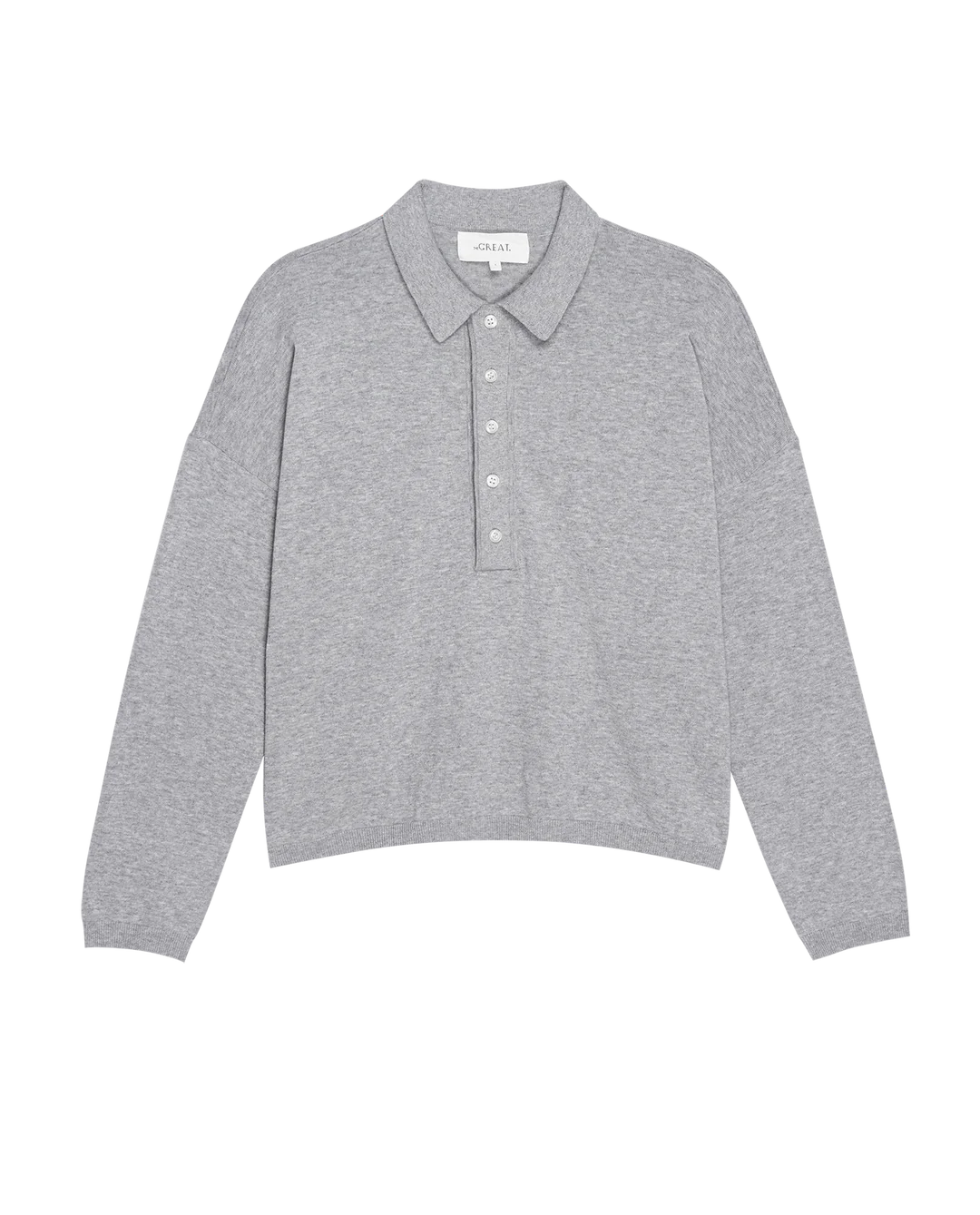 The Polo Sweater. Heather Grey