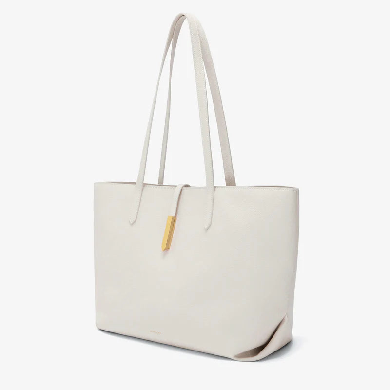 The Tokyo Tote in Off White Small Grain Leather