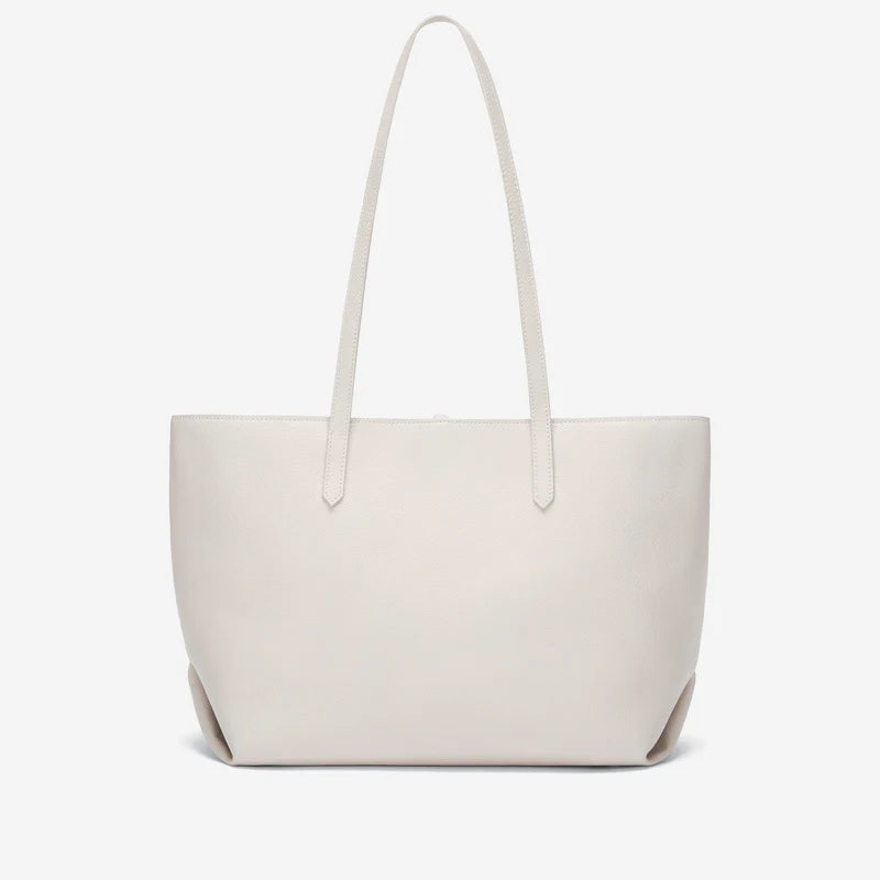 The Tokyo Tote in Off White Small Grain Leather