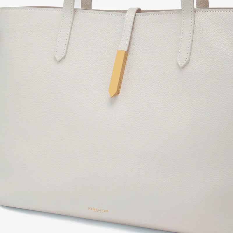 The Tokyo Tote in Off White Small Grain Leather